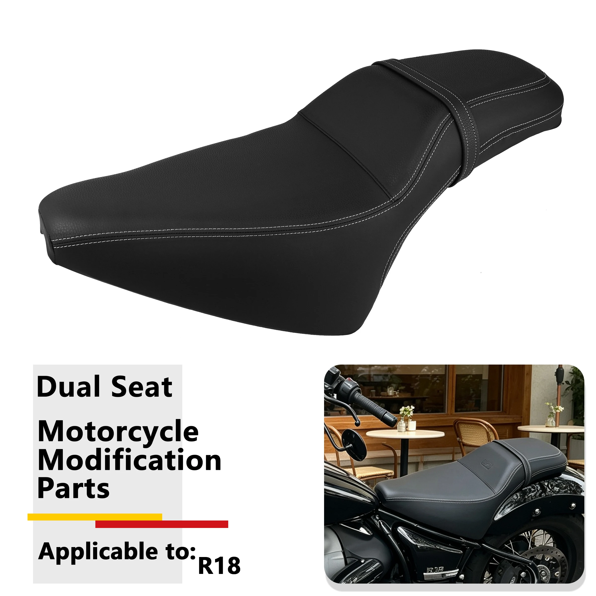 One‑Piece Low Seat Cushion Driver Passenger Pillion Fastback Seat Rider Saddle Fit For BMW R18/100 Year/R18 Classic 2020‑2026