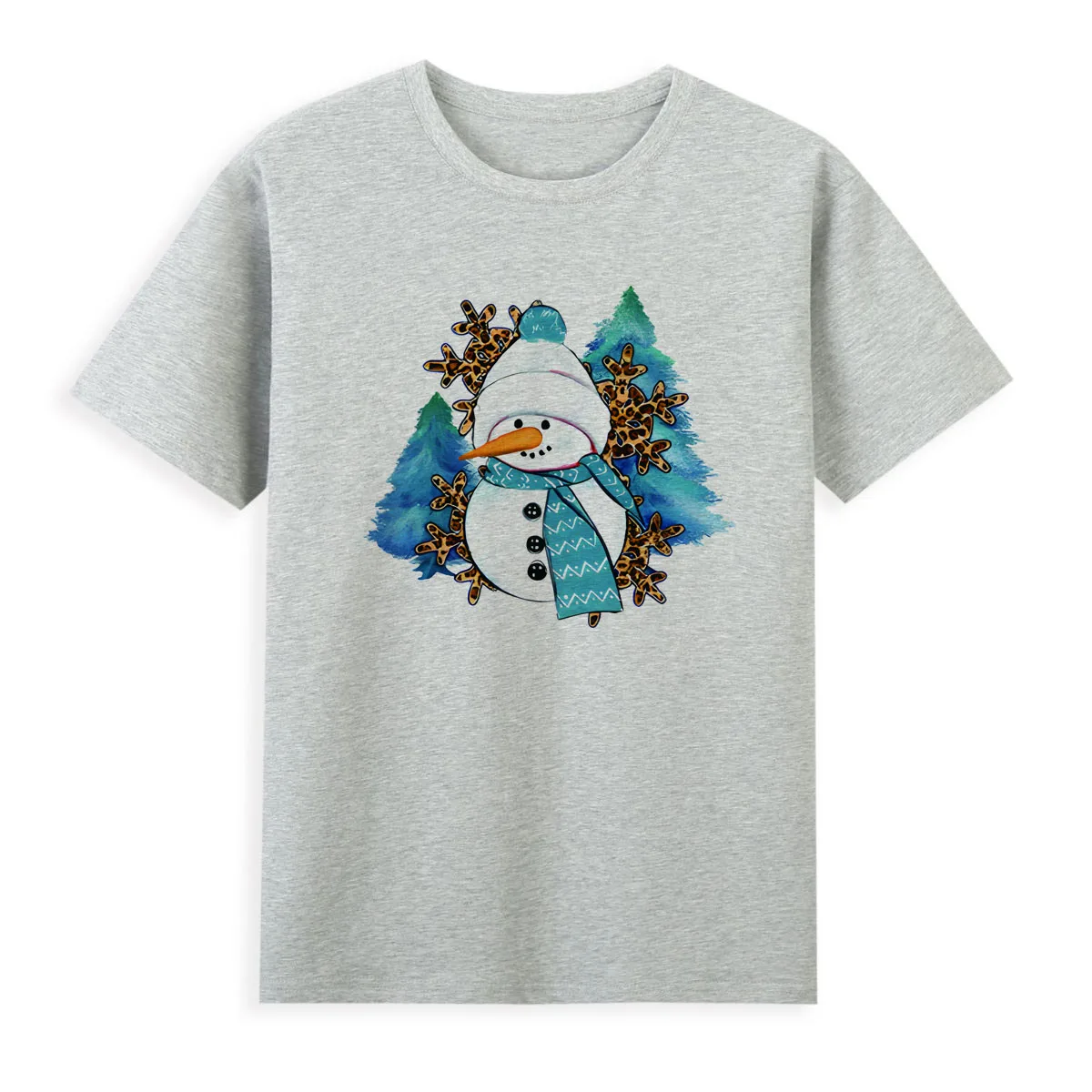 Cute Snowman Christmas T-shirt New Style Pink Shirts Original Brand Women Summer Tops