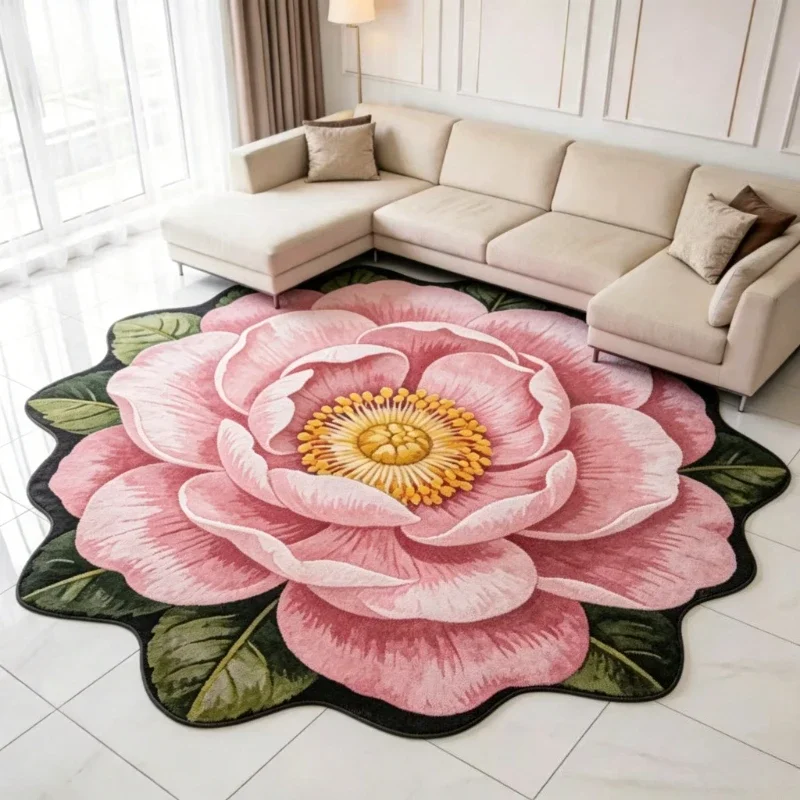 Flower Pattern Bedroom Decor Carpet French Style Carpets for Living Room Washable Cloakroom Floor Mat Anti-slip Lounge Soft Rug