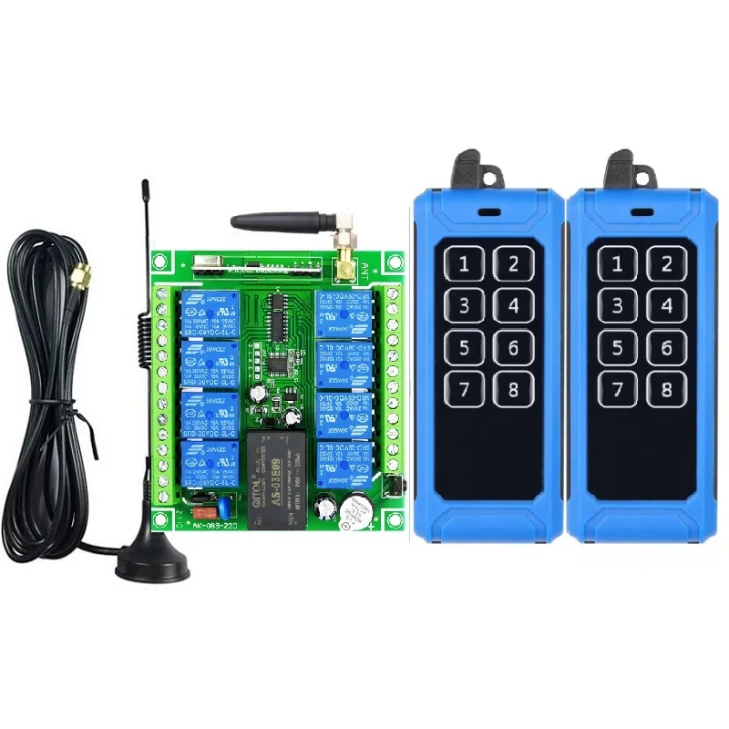 Industrial 3000m Universal AC110V 220V 240V 265V 8CH R   F Wireless Remote Lighting Control Switch Receiver Transmitter 433MHz
