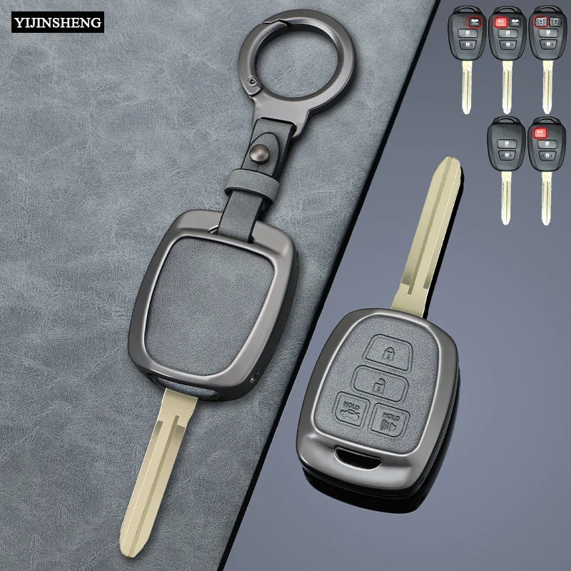 2 3 4 Buttons Zinc Alloy + Leather Car Key Case Cover For Toyota MK4 Rav 4 Corolla Fielder Vitz Camry Vios Prius C Highlander