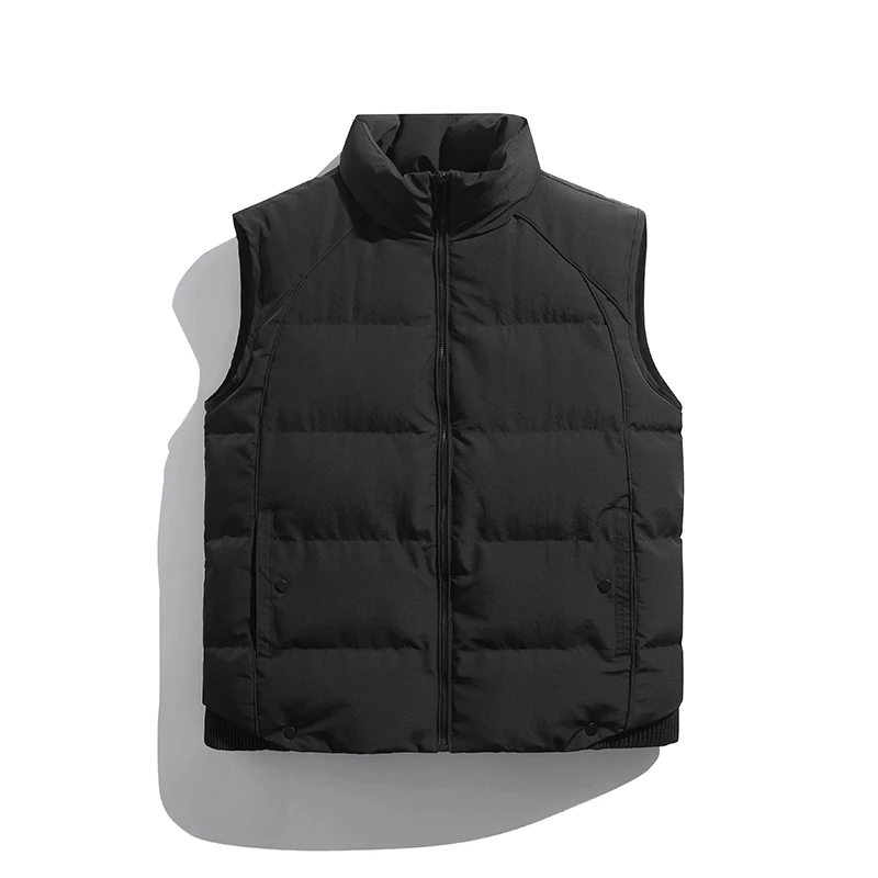 

Solid Color All-match Men Vests Jackets Casual Stand Collar Male Waistcoat Comfortable Warm Cotton Sleeveless Autumn Winter New