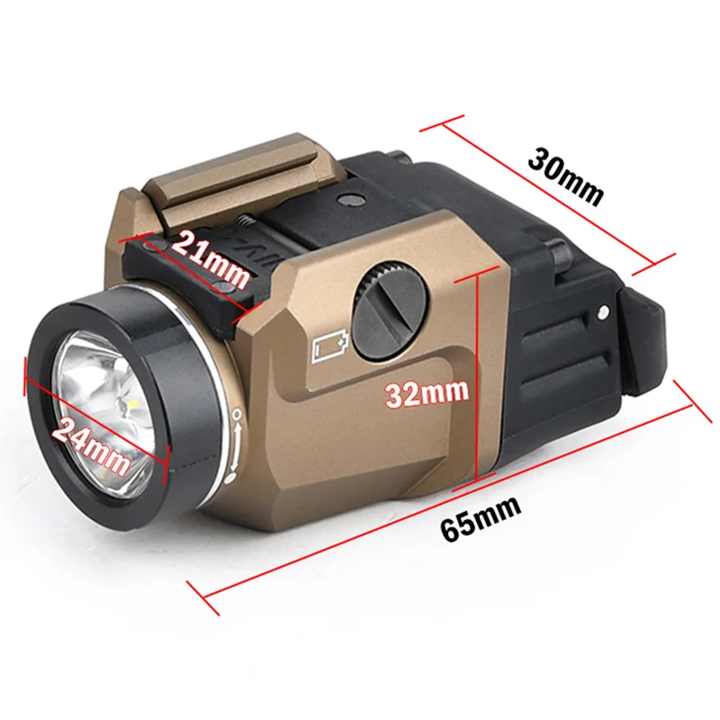 Compact Tactical Flashlight TR-7 X 500-Lumen with High Low Paddle Switches Key Accessory for Airsoft Black Weapon Light Toy GUN