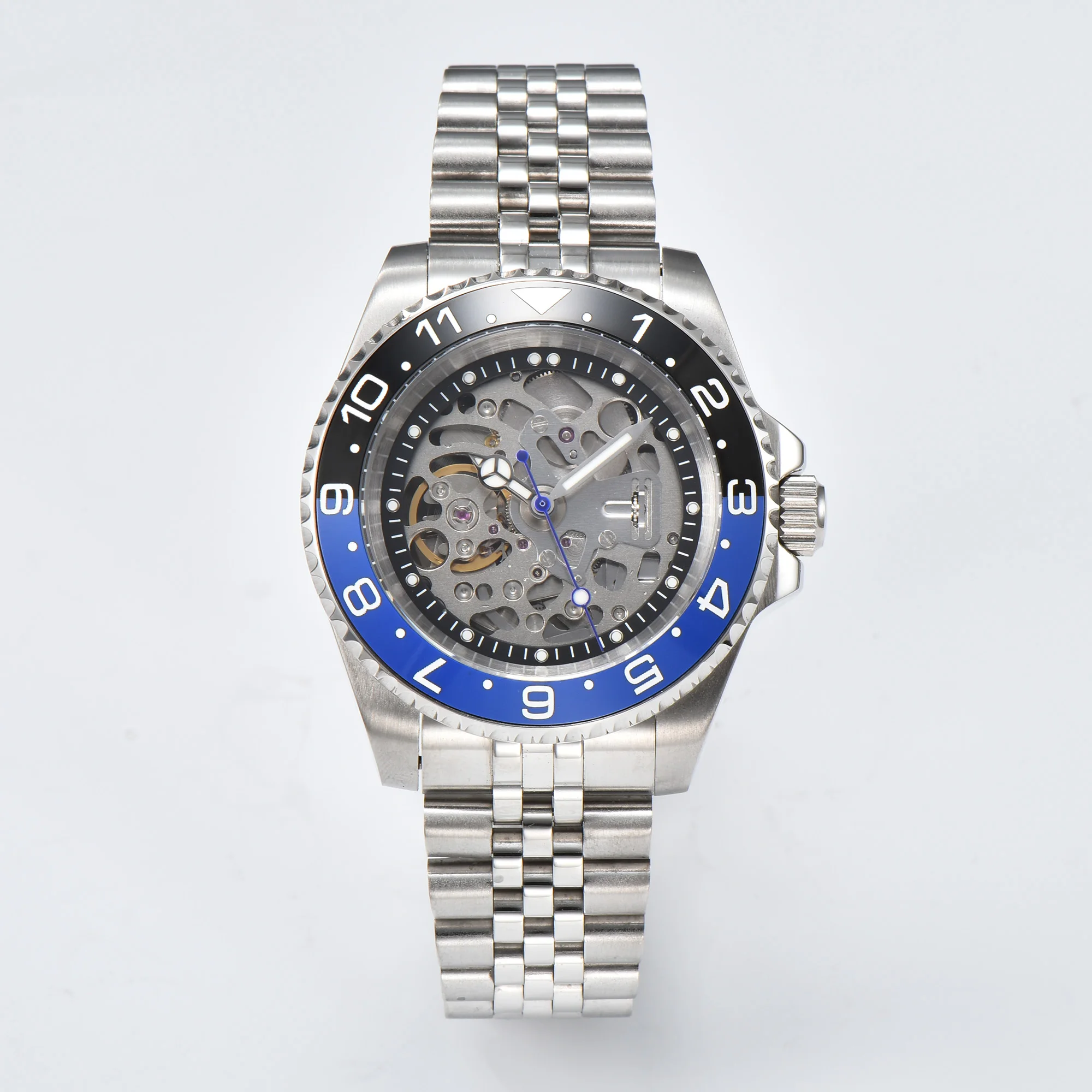 ساعة سطح رجالية شفافة ، حركة NH35 ، قرص مضيء ، علبة من الفولاذ المقاوم للصدأ ، كريستال الياقوت ، ضد الماء ، بدون شعار ، 10ATM ، 40