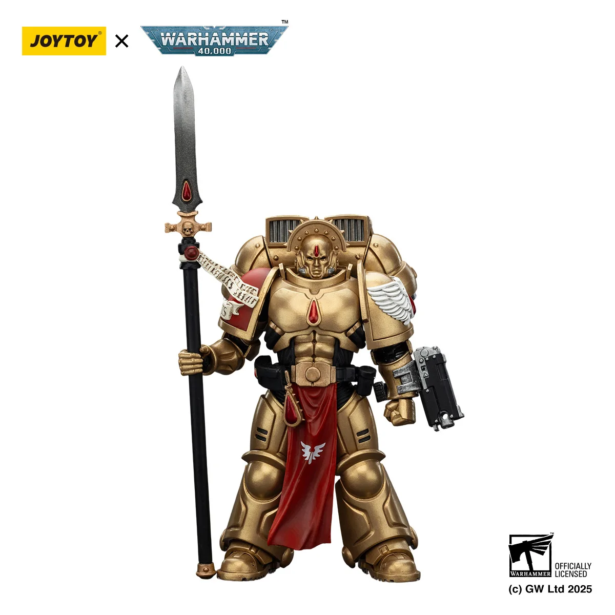 JOYTOY Warhammer 40k 1/18 แอ็คชั่นฟิกเกอร์บลัดแองเจิลส์ แซงกูนารี การ์ดพร้อมอินเฟอร์โนปืนพกและใบมีดเอนคาร์ไมน์
