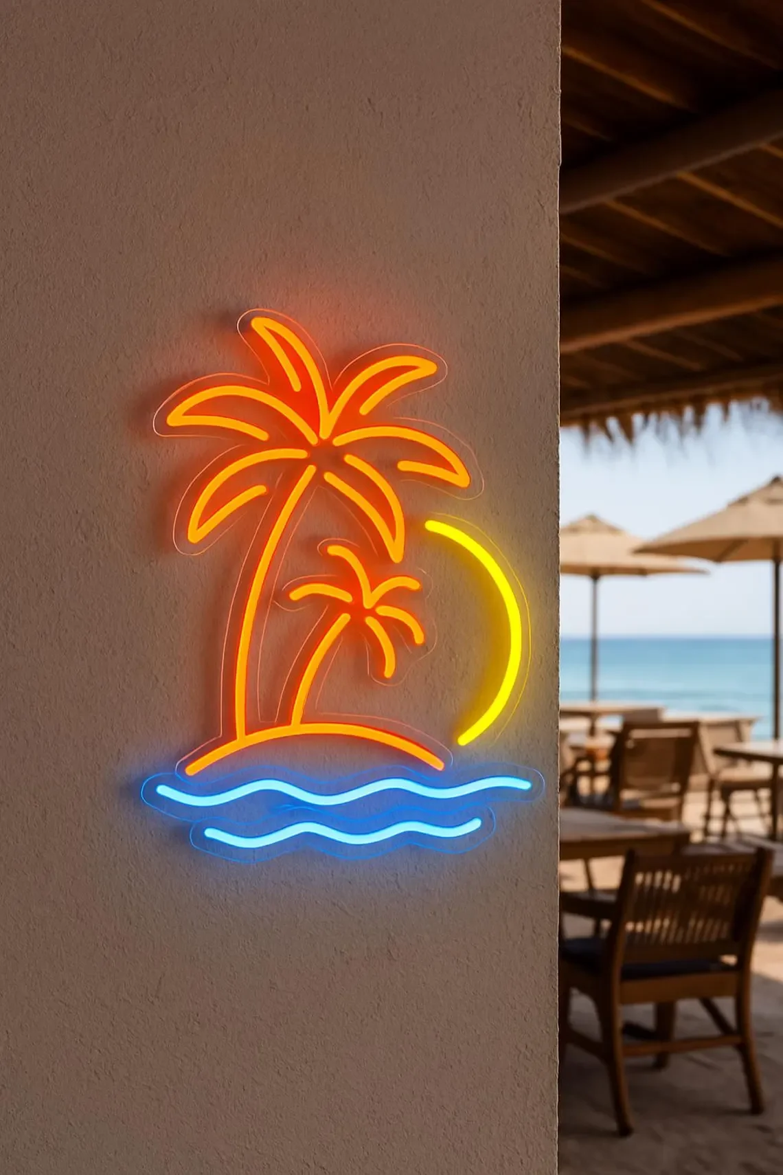 Palm Tree Neon Sign Desert Island Neon Sign Sunrise Sunset Neon Home Beach Art Decor
