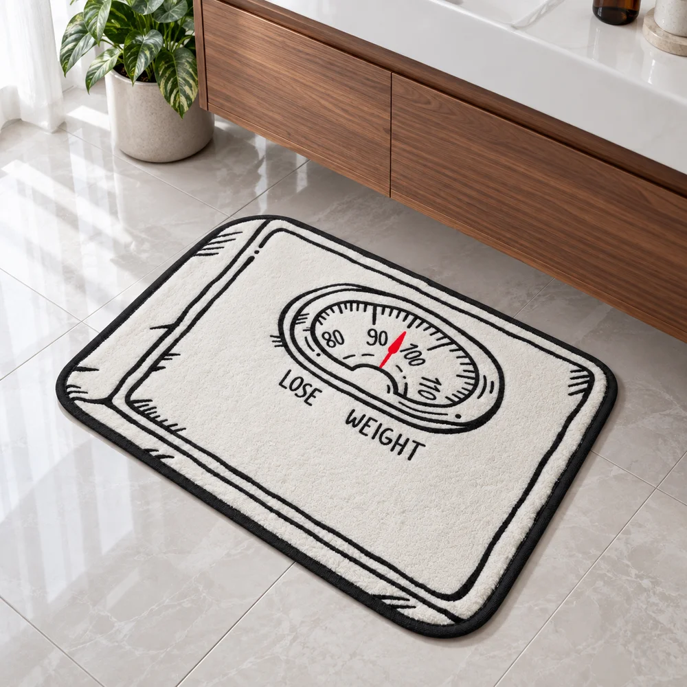 Bathroom Scale Shaped Area Rug Soft Short Plush Lose Weight Retro Sketch Floor Mat for Bathroom Bedroom Entryway Home Decor