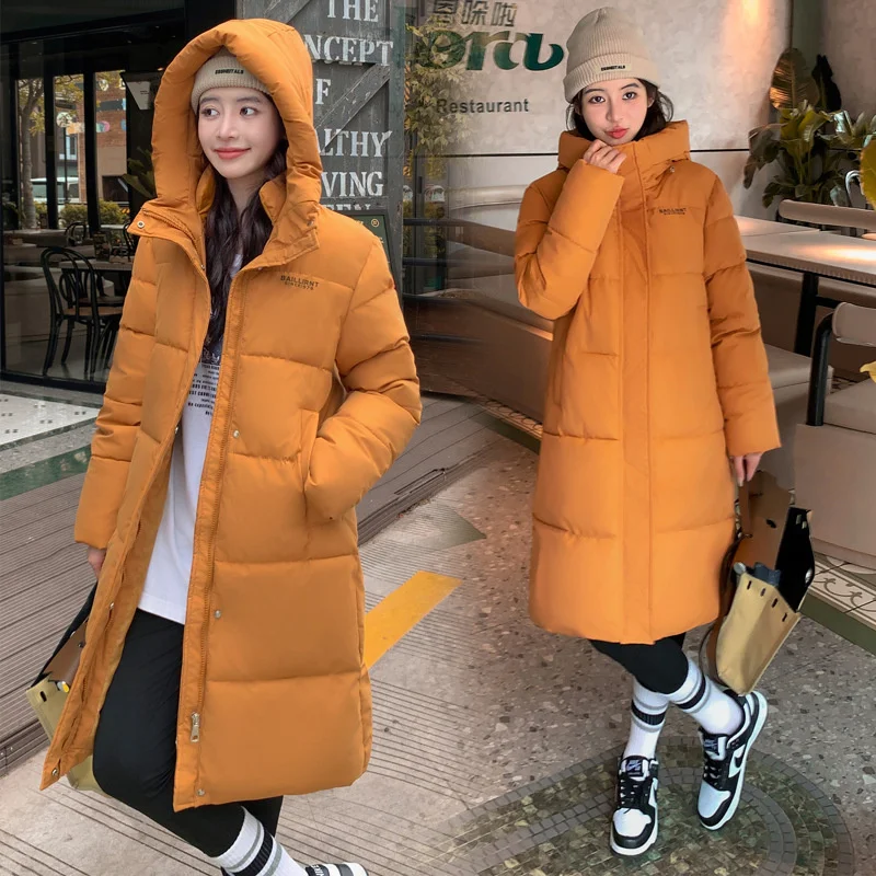 2024New Winter Women Warm Down Cotton Jacket Fashion Hooded Thick Puffer Cotton Clothing Long Coat Casual Loose Outerwear Female