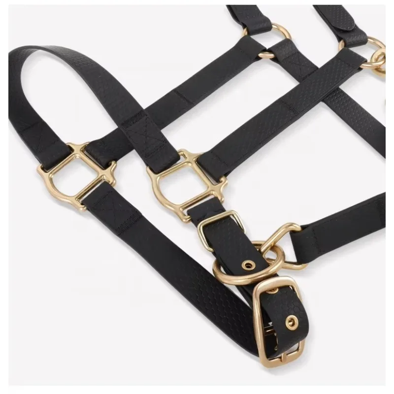 Waterproof Custom Logo Black Color Miniature Pvc Horse Halter Head Collar Mini Ponies Wholesale Personalized Horse Halter