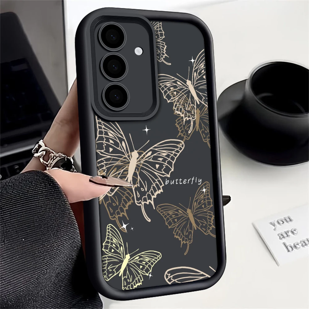 INS Retro Butterfly Silicone Case For Samsung Galaxy S25 S22 S21 S23 S20 S24 Ultra FE A35 A15 A25 A55 Note 20 Plus 5G Soft Cover