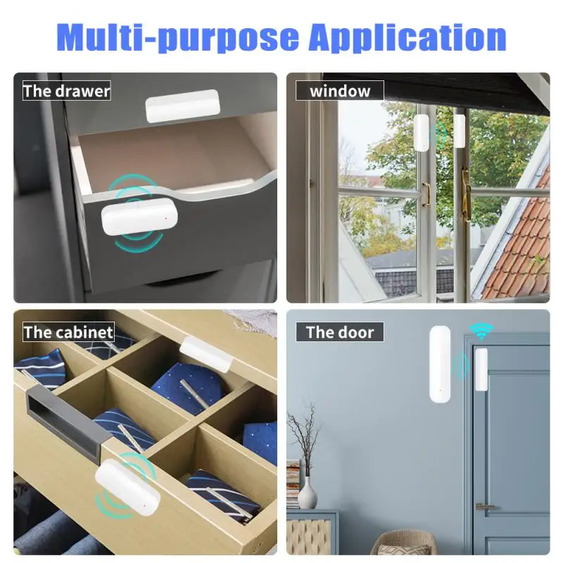 Tuya Smart Zigbee Sensor de portas e janelas, Alarme magnético, Rastreamento automático, Câmera sem fio, Dispositivos de segurança doméstica, Wi-Fi