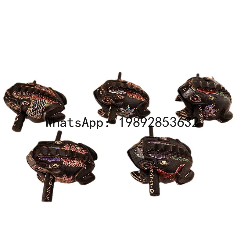 

PYJ Thailand Carving Black Painted Frog Home Ornament Sound Toy Travel Memorial Handicrafts Wholesale Wooden Frog