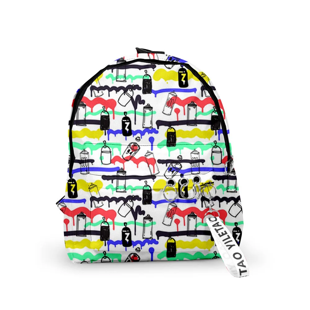 

Cartoon Funny Graffiti Notebook Backpack Boys/Girls pupil School Bags 3D Print Keychains Oxford Waterproof Cute Small Backpacks