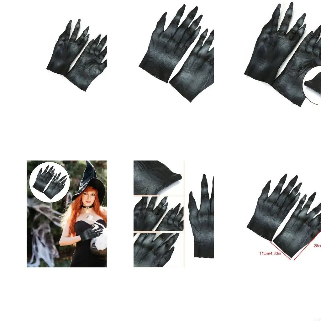 

Y3NE Latex Werewolfs Gloves Gothic Devil Gloves Horrific Demons Gloves Horror Zombied Hands Gloves Monsters Gloves Halloween