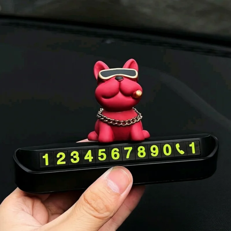 Luxury French Bulldog Car Temporary Parking Phone Number Plate - Premium Interior Decoration Accessory image 4