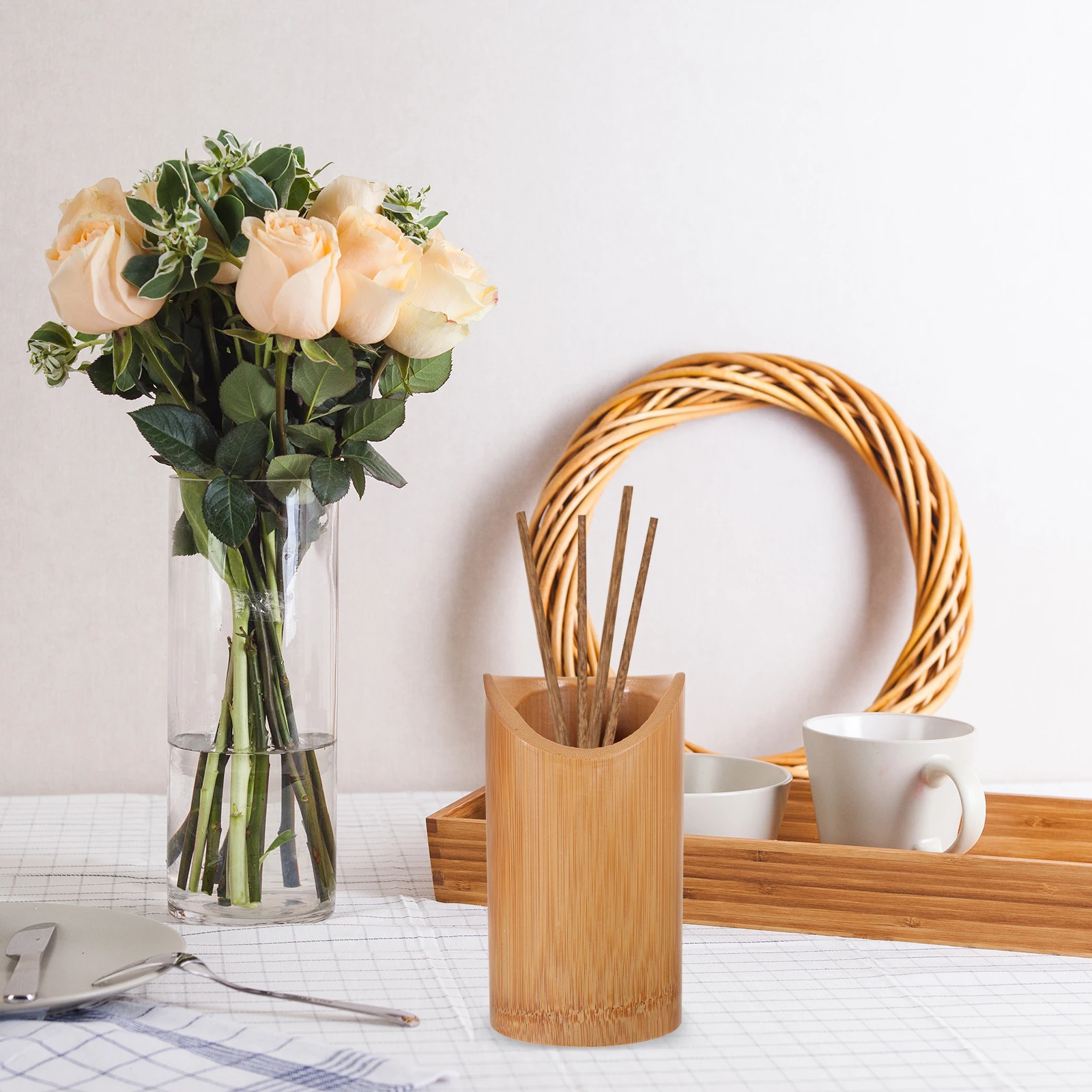 

Reusable Bamboo Chopstick Holder Utensil Storage Bucket Desktop Organizer Kitchen Accessory Tableware Container Cutlery Case