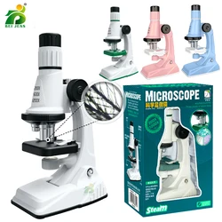 Zestaw kieszonkowy mikroskop dla dzieci biologiczne 200x600x1200x zestaw do laboratorium z dopracowanymi instrumentami LED Montessori edukacyjna zabawka