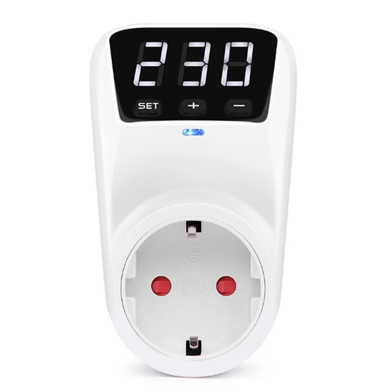 LED Display Voltage Protector Socket AC 230V Adjustable 16A Power Protector Socket With Automatic Reset Function EU Plug