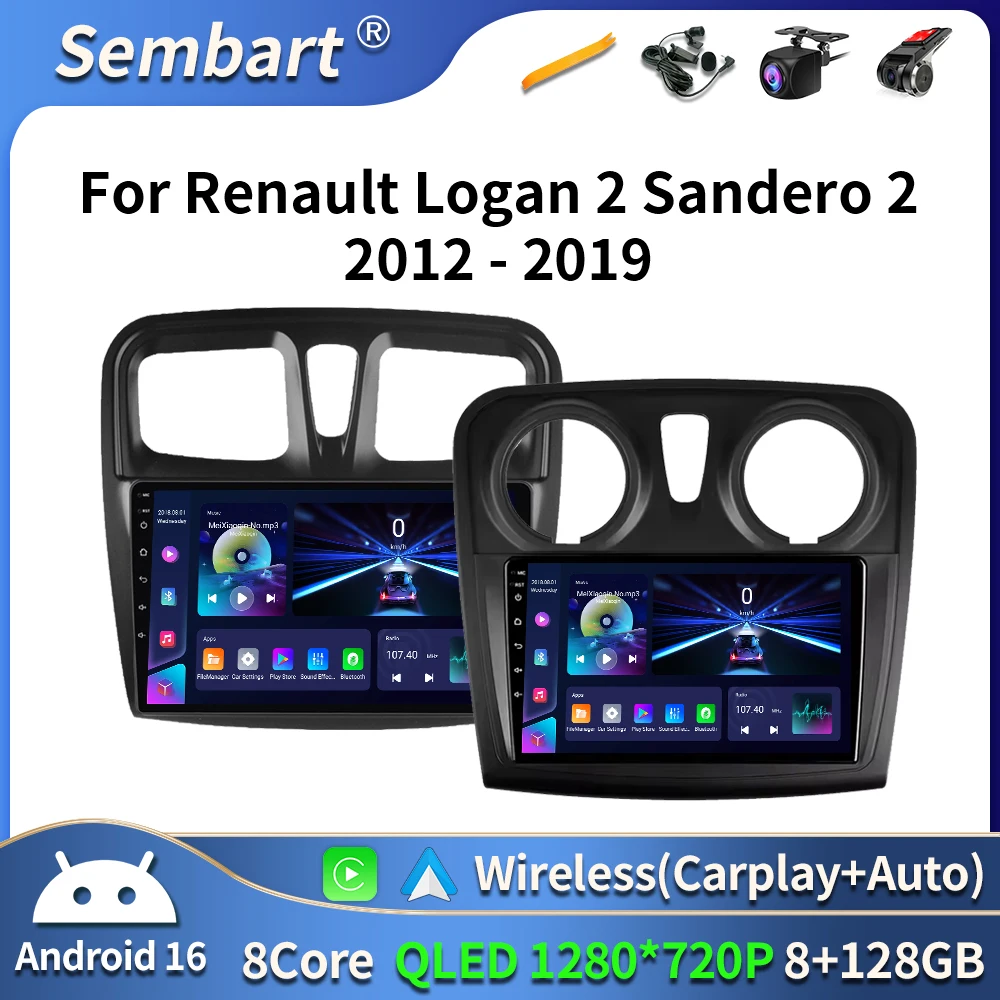 

Android 16 Car Radio Multimedia Video Player for Renault Logan 2 Sandero 2 2012 - 2019 2 Din GPS Navigation Stereo DVD carplay