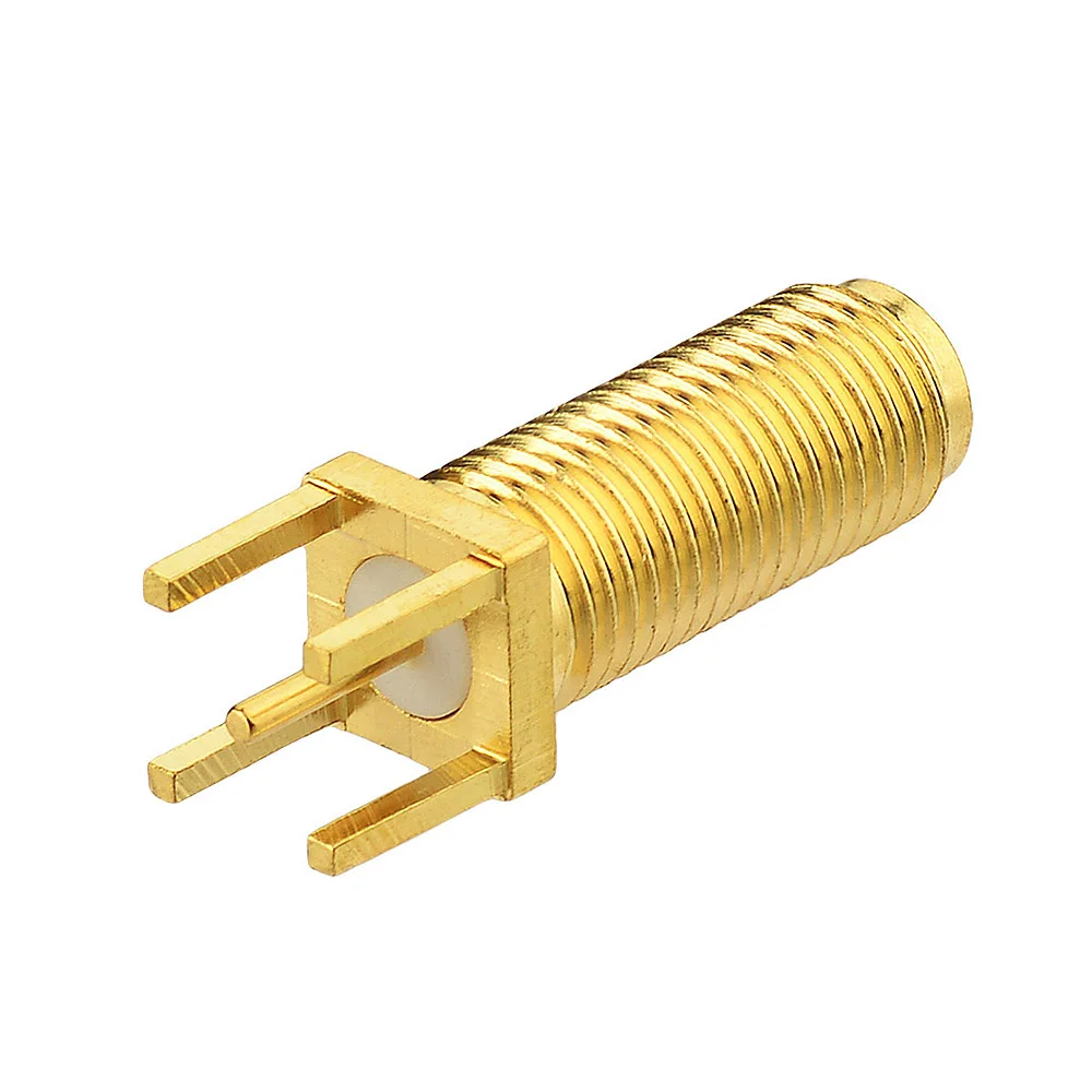 Superbat 10pcs Long Version 50 Ohm SMA Female Straight Thru Hole Vertical PCB Mount 22mm Length 15mm Thread  Connector