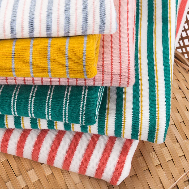 Striped Cotton Fabric Baby Knitted Cloth For Clothing Making Tissue 50x180cm