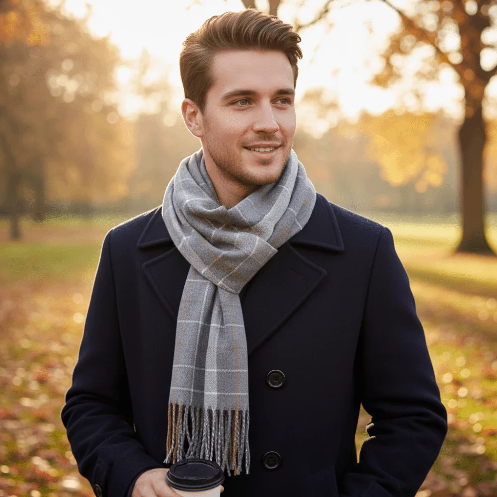 

Подарки, имитация кашемира, клетчатый вязаный шарф, длинный мягкий мужской толстый шаль, большой двусторонний шарф в корейском стиле, осень