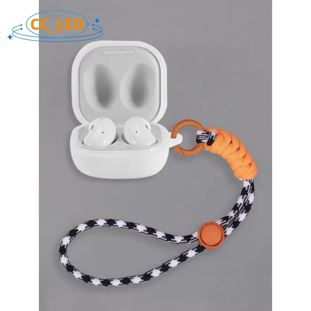 حافظة لهاتف سامسونج جالاكسي بادز كور جالاكسي بادز FE حافظة ناعمة من السيليكون بحبل نايلون سامسونج جالاكسي Buds2 Pro حافظة واقية #3