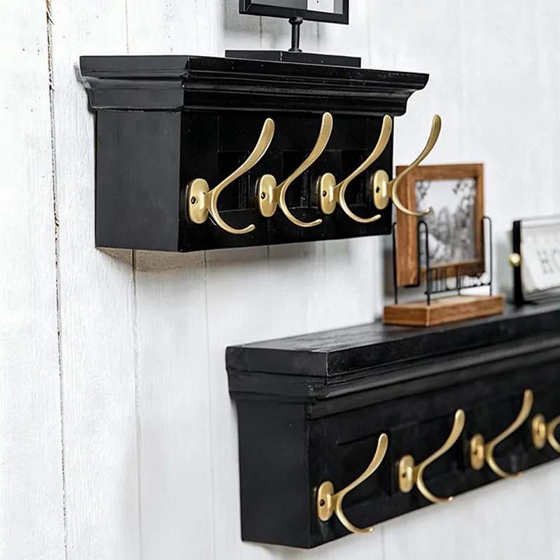 Solid Wood Coat Hooks Vintage Rustic Decorative Coat Racks Creative Sturdy Multi-hook Rack Hook Artistic Elegant Home Storage