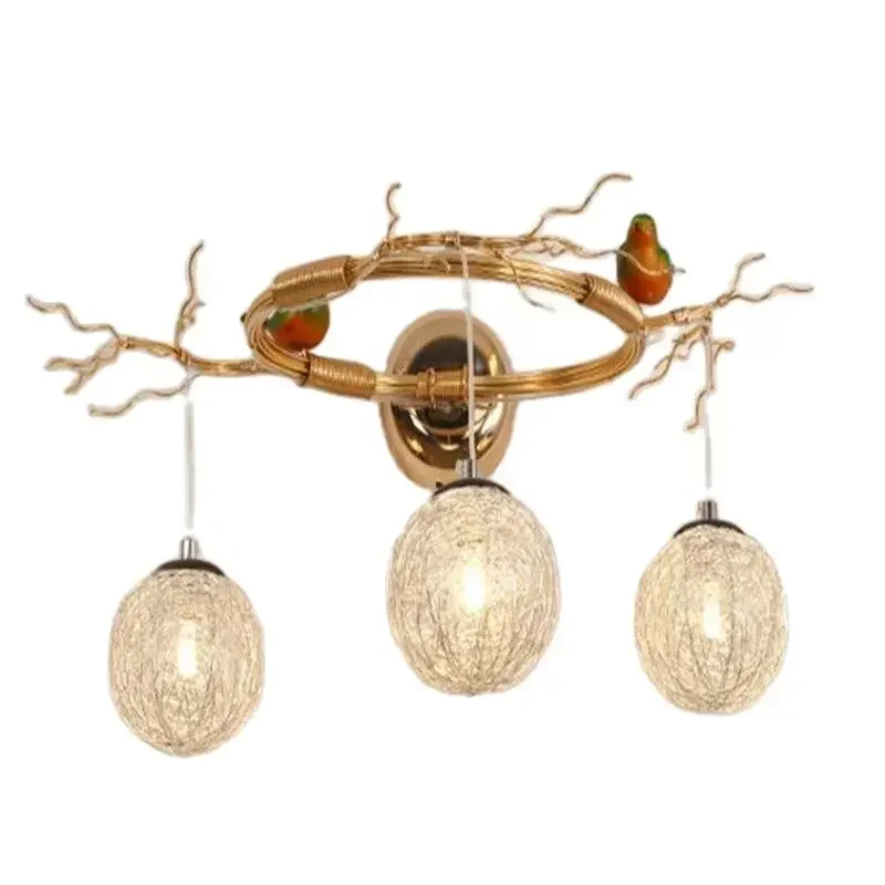 Northern European Bird Nest Aluminum Wall Lamp LED Chandelier Restaurant Villa Living Room Decoration