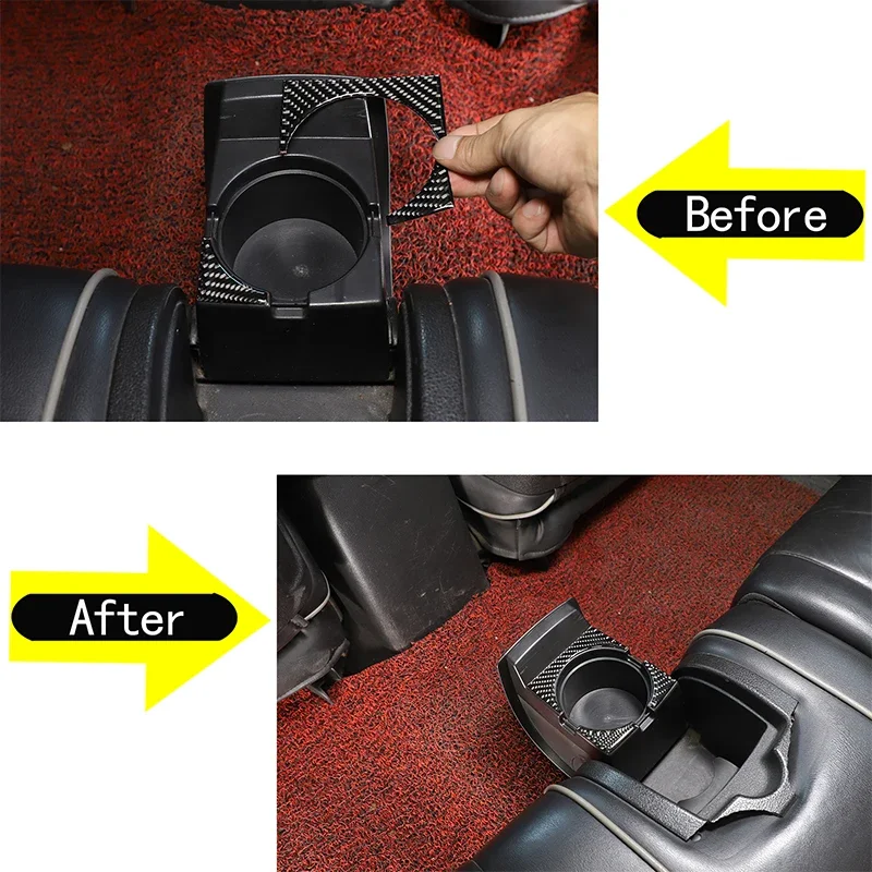 

For Hummer H3 2005-2009 Soft Carbon Fiber Car Rear Drainage Cup Holder Panel Sticker Interior Decoration Accessories