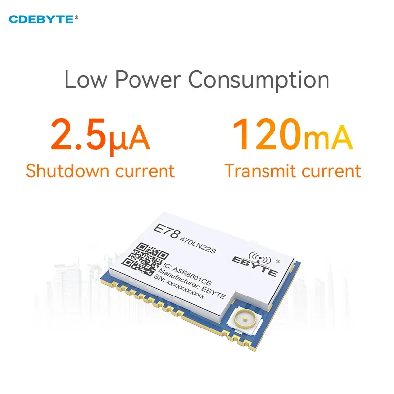 ASR6601 LoRa LoRaWAN SoC Node Module 433MHz CDEBYTE 21dBm Low Power Consumption 5.6Km Long Range E78-470LN22S(6601) LoRa Module