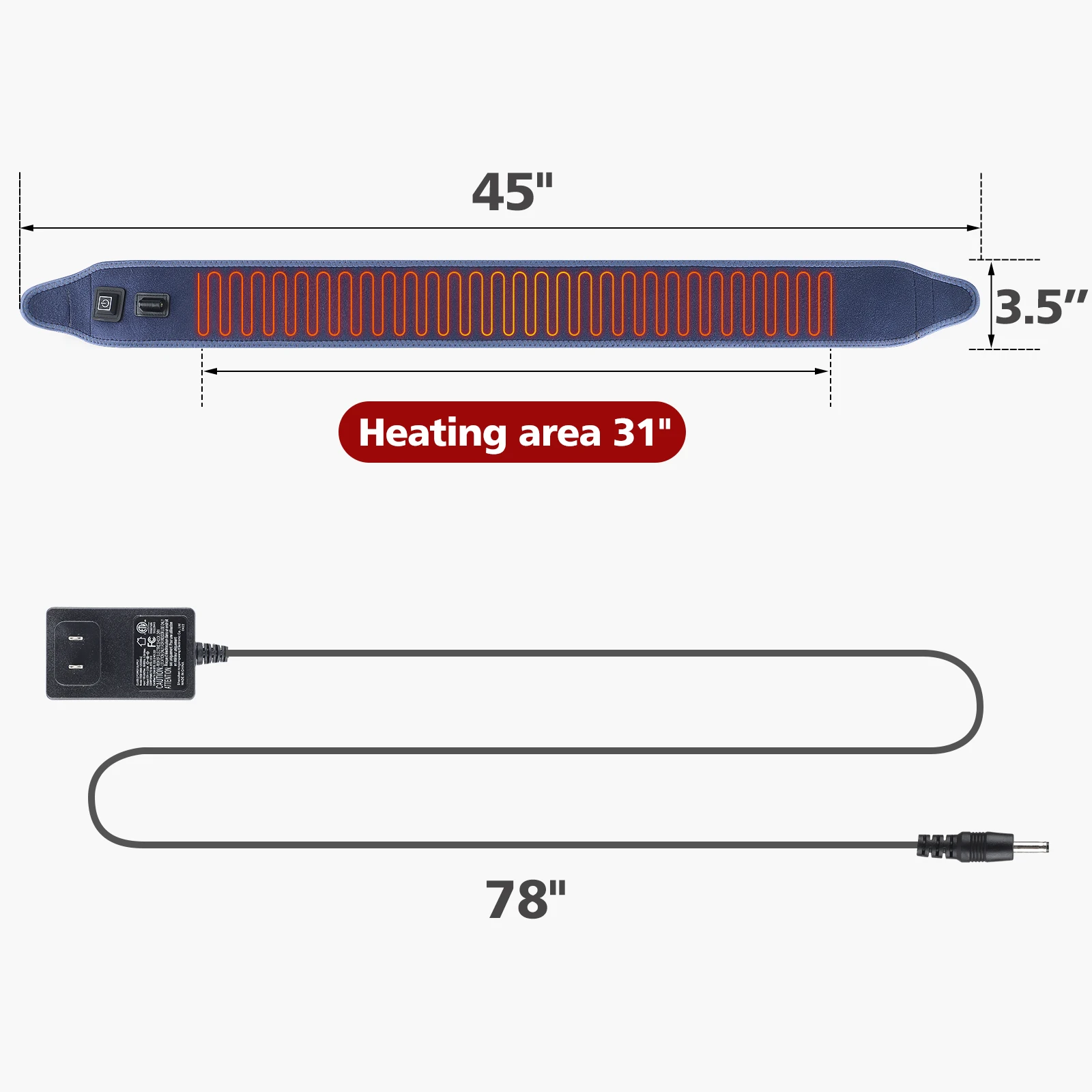 Heated Pad Warp 3 Levels 30 Seconds Heat Relieve Pain Promote Blood Circulation Overheating Prevented Reduce Inflammation