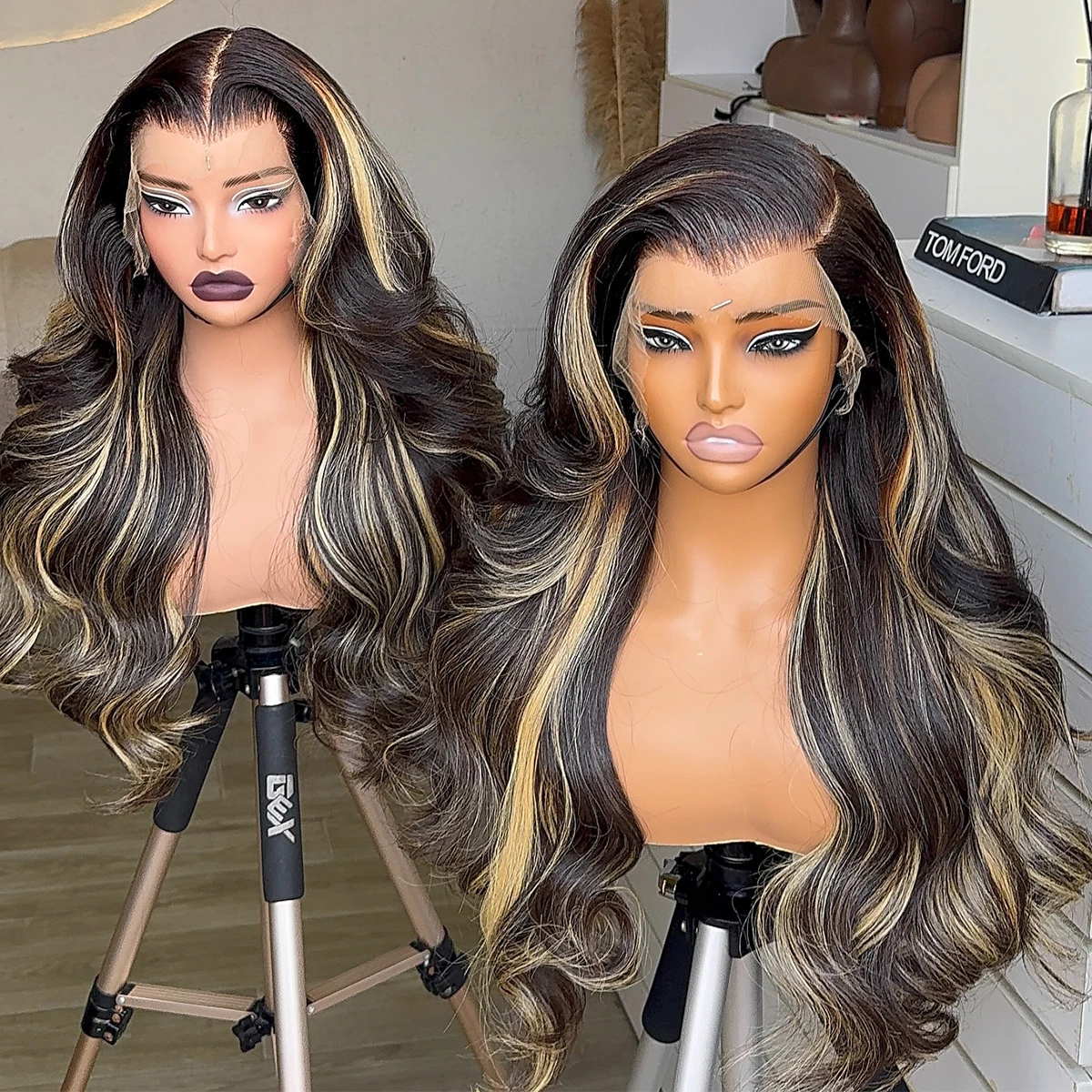 

Объемная волна 13X6 Hd Парик фронтальной части шнурка 400 Плотность Выделите цвета омбре Предварительно выщипанные бразильские 100% человеческие волосы 13X4 Парик фронта шнурка