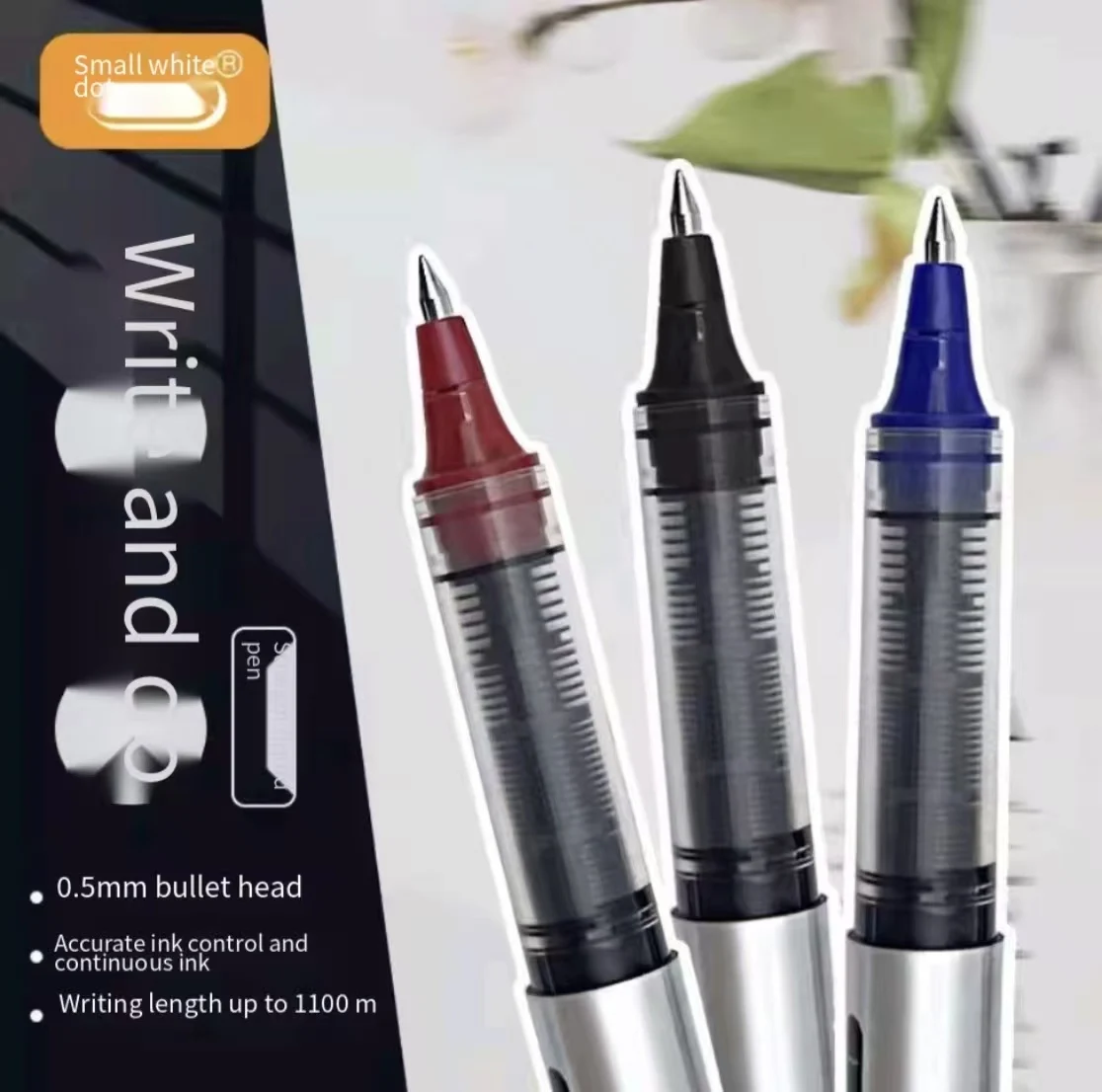 0.5mm Quick Drying Direct Liquid Pen, White Dot Bullet Tip Neutral Pen, Office Exam Red Signature Gel Pen