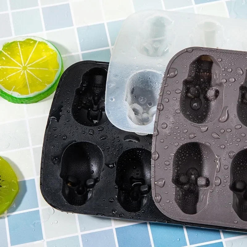 Molde de silicona para cubitos de hielo con forma de calavera 3D, 10 celdas, fabricante de cubitos de hielo, Bola de cóctel de whisky DIY, molde de