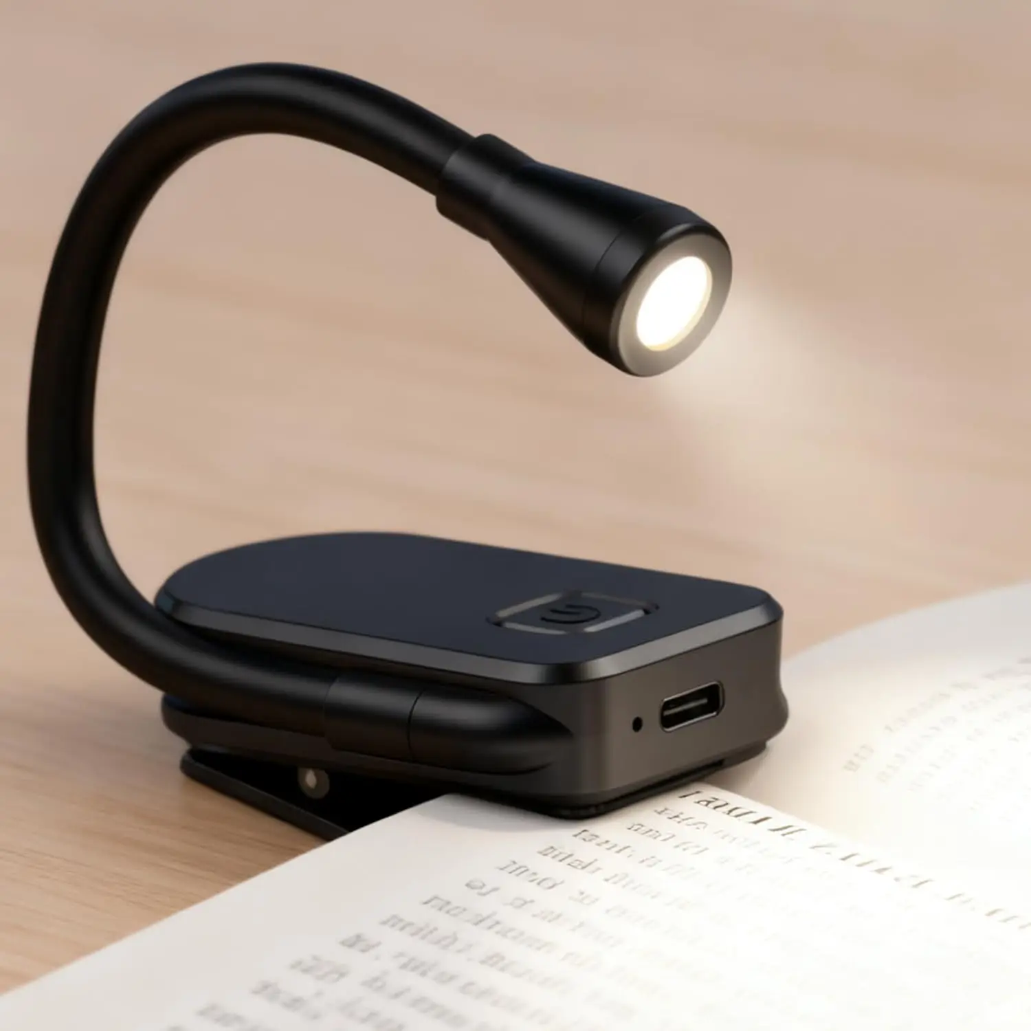 

Светодиодная лампа для чтения книг, перезаряжаемая через USB-C, с 3 режимами цвета, регулируемая по яркости, защищающая глаза, гибкая лампа с креплением-клипсой