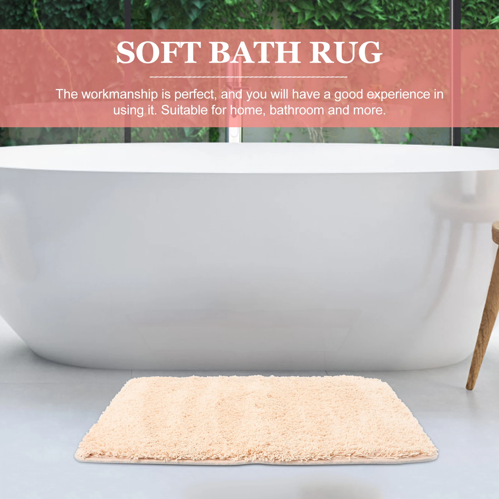 

Non Slip Floor Mat Pink 80X50CM Soft Polyester Shower Bath Tub Anti Skid Home Decor Washable Rug Mats Bathroom