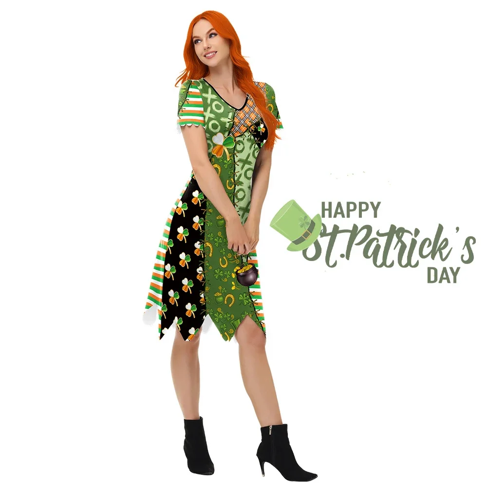 

St. Patrick's Day Dress Holiday Jumpsuit Cosplay Bodysuit Cosplay Costume Women Carnival Uniform Stage Performance Fancy Suits