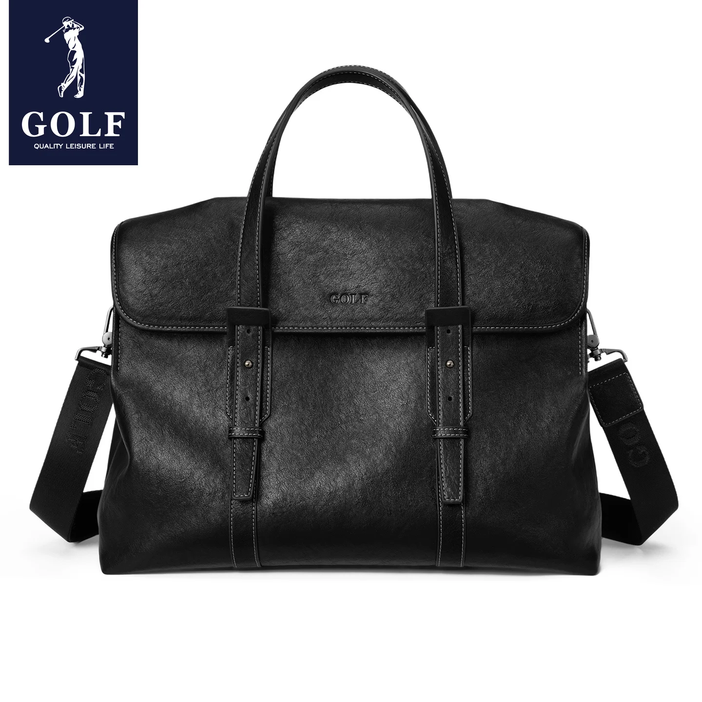 GOLF QUALITY Men's PU Leather Shoulder Bag Waterproof Casual Messenger Briefcase Large Capacity Vintage Business Handbag