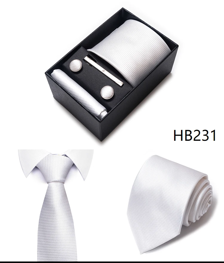 Hochwertige lila gestreifte Krawatte Taschentuch Manschettenknopf Set für Männer Krawatte Urlaub Geschenkbox Anzug Zubehör Hochzeit Gravats – Detail 9