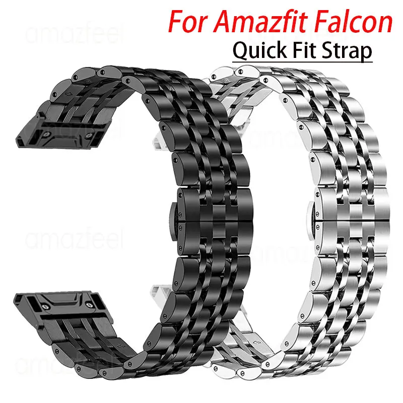 Metal Watch Band For Amazfit Falcon Quick fit Release Bracelet Correa For amazfit falcon Stainless Steel Strap Accessories Belt