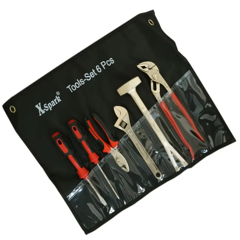 

Набор из 6 комбинированных инструментов из искробезопасной бериллиевой меди, взрывозащищенные ручные инструменты для работы в химической, нефтяной и горнодобывающей промышленности