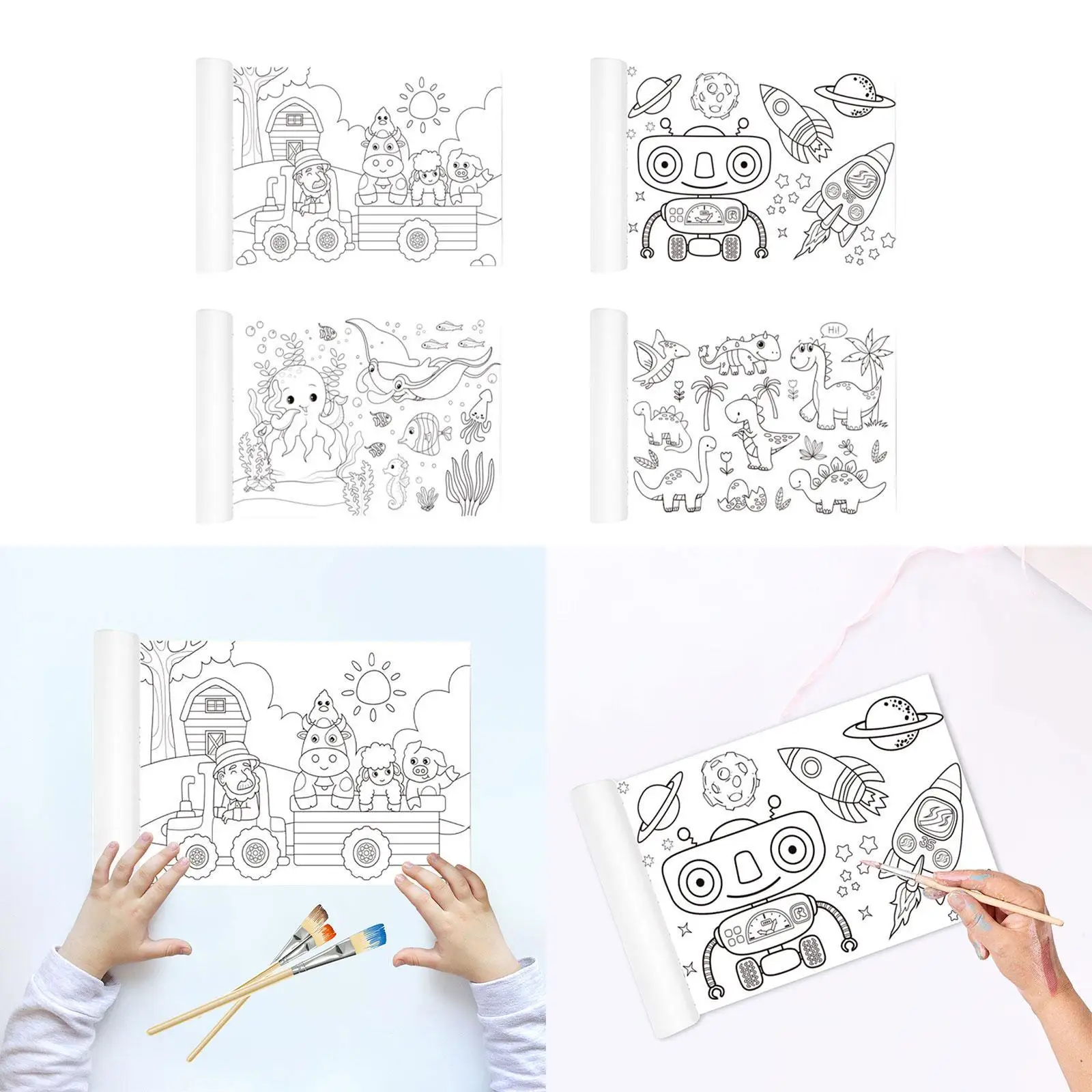 Drawing Roll for Kids, Brinquedos educativos, Livro de colorir, Papel para meninos e meninas