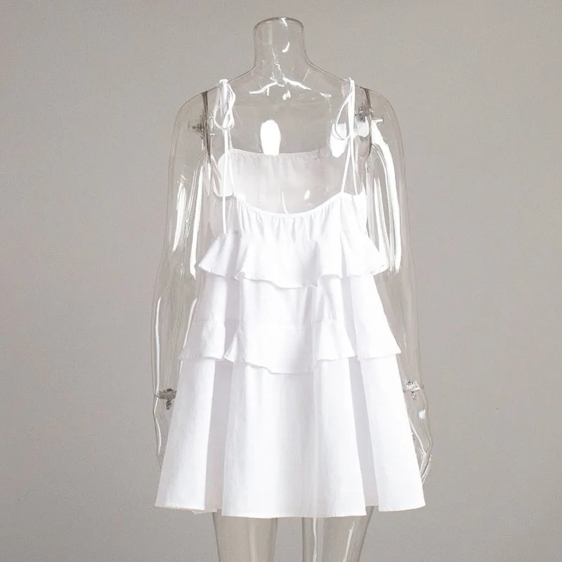 2025 vestido midi sem alças com borda de folha de lótus em várias camadas, saia de bolo, manga curta, costas nuas, resort de praia, vestido sem alças