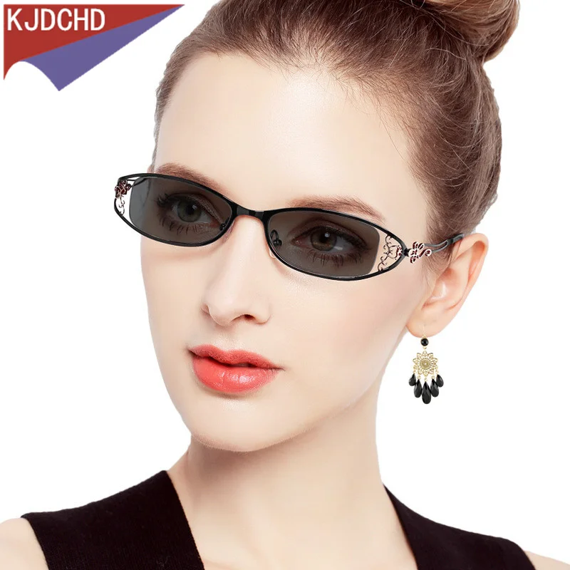 

Fashionable Alloy Frame Transition Photochromic Women's Commercial Outdoor Reading Glasses Optical Lenses Diopter +0.25 To +6.0