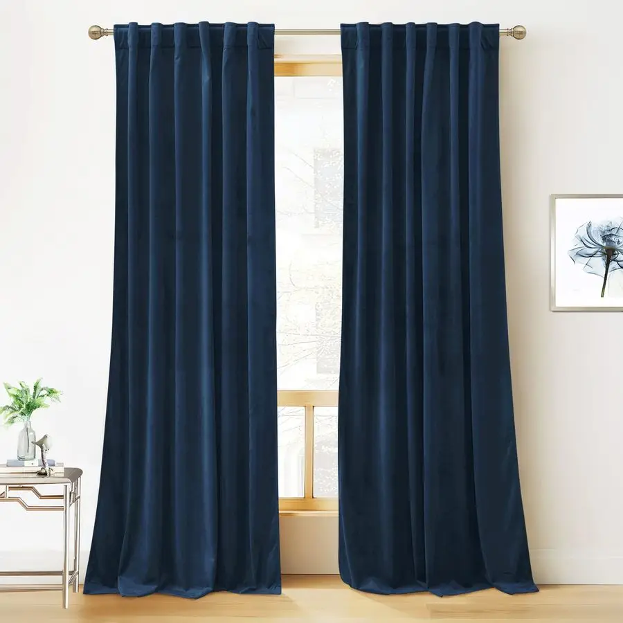 

Velvet Curtains 108 inches Blackout Curtains for Living Room,Thermal Insulated Noise Reducing Panel Soft Vertical Sense Window D
