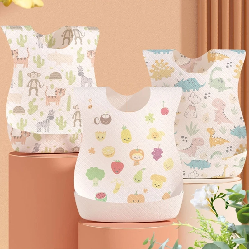 

20Pcs/10Pcs Cartoon Print Drooling Bibs with Pocket Infant High-absorbent Saliva Towel Burp