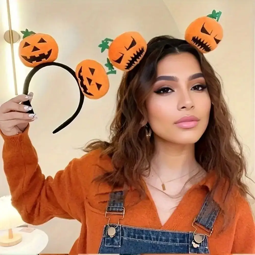 Cute Cartoon Pumpkin Pumpkin Headband Lightweight Ghost Shape Halloween Hair Accessory Dark Style Cartoon Hairband for Cosplay