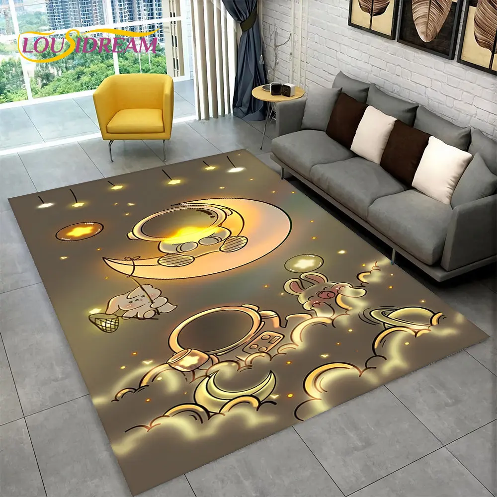 3D 우주 비행사 우주 만화 공간 깔개, 카펫 깔개, 집 거실 어린이 침실 소파 도어매트 장식, 어린이 미끄럼 방지 바닥 매트