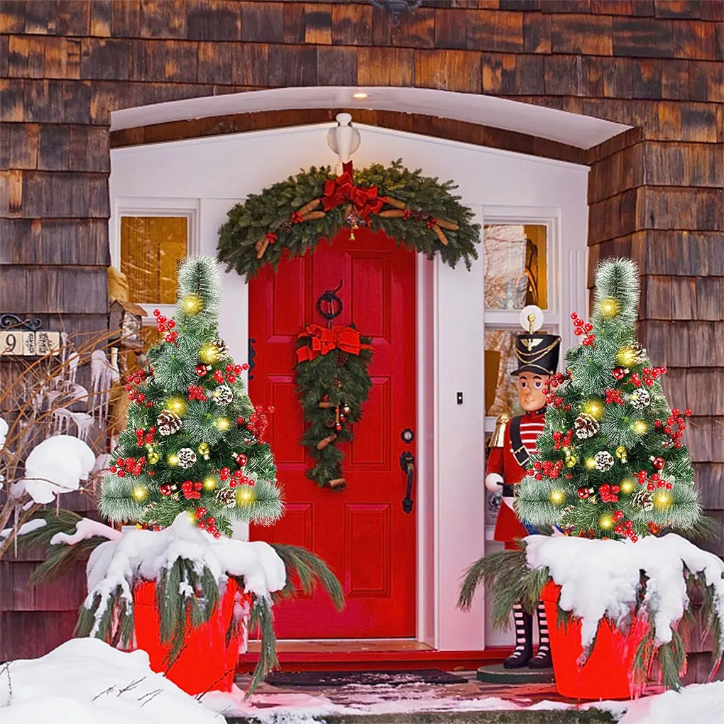 ABS Outdoor Christmas Trees For Yard | Solar Powered With 8 Lighting Modes No To Provide Power